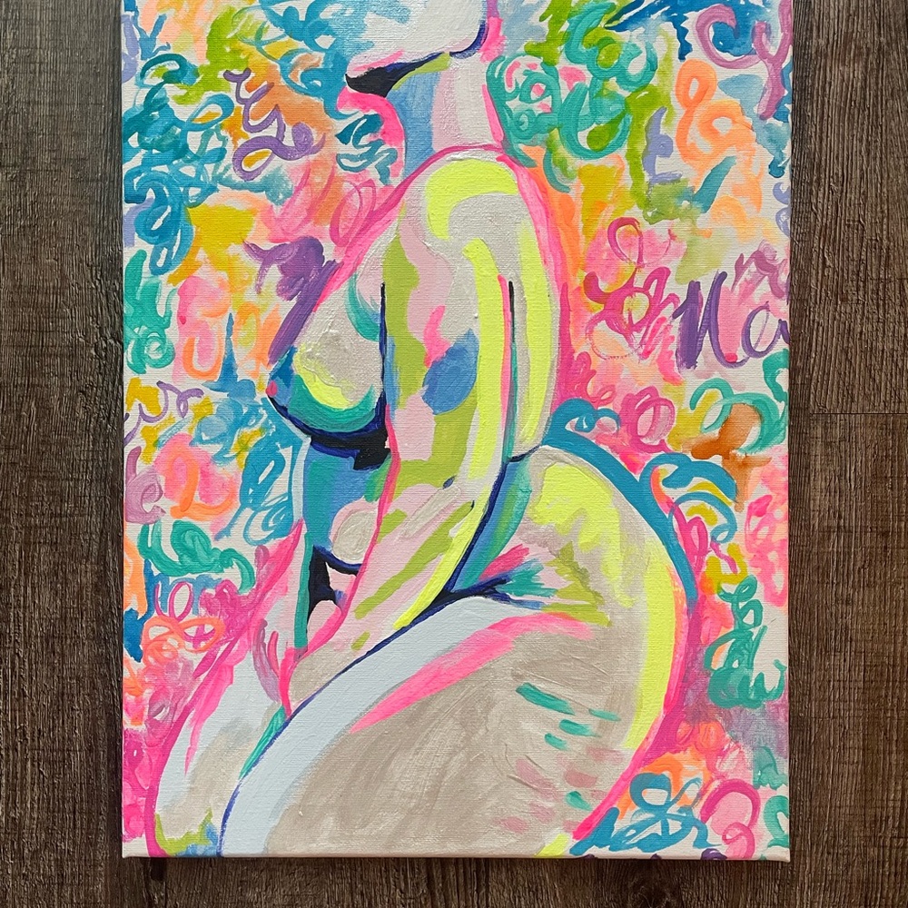 Vibrant Abstract Nude Canvas Art